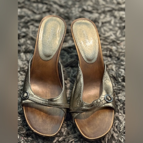 Xappeal Metallic Gold Mules with Button Detail - Picture 11 of 12